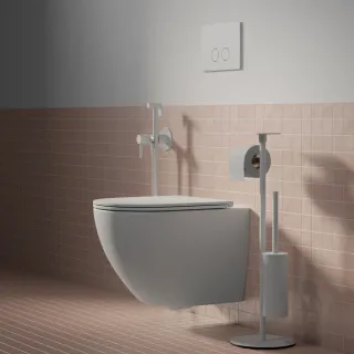 Omnires MODERN PROJECT stojak na papier i szczotkę toaletową z półką, biały mat MP60820WM