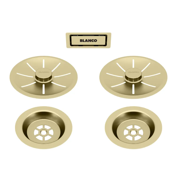 BLANCO Zestaw elementów stalowych w kolorze satin gold, do armatury przelewowo-odpływowej InFino, do dwóch komór 203477