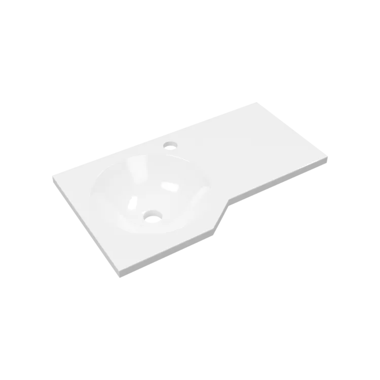 Excellent Be Spot umywalka wisząca Solid Surface 60x34 cm lewa z otworem na baterię, biały połysk CEEX.2301.600.WH