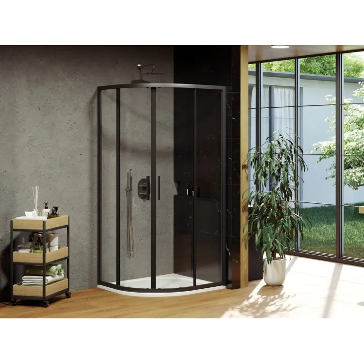 Ravak Kabina prysznicowa Blix Slim BLSCP4 90x90, czarna+szkło transparent X3BM70300Z1