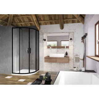 Ravak Kabina prysznicowa Blix Slim BLSCP4 80x80, czarna+szkło transparent X3BM40300Z1