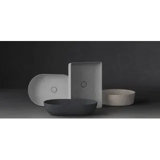 RAK Ceramics SKIN Umywalka slim nablatowa owalna 55x35 cm White Concrete - Efekt kamienia SKICT5500627K