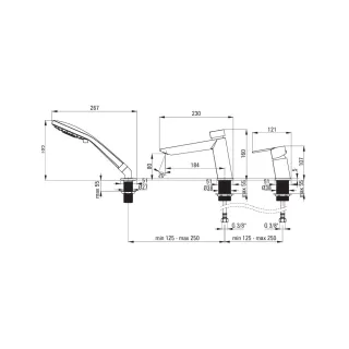 Deante Agawa Bateria wannowa 3-otworowa Chrom BQG_013M