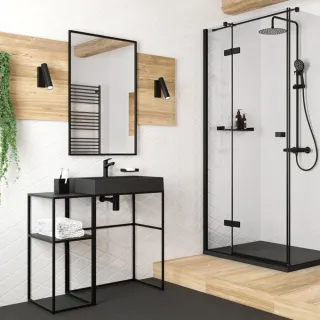 Deante Jasmin Bateria umywalkowa stojąca czarna