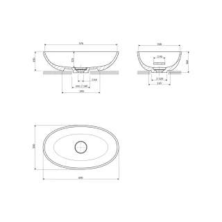 Omnires SHELL M+ umywalka nablatowa, 60 x 35 cm, black lava mat SHELLUNBLV