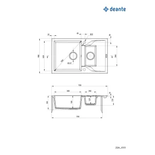 Deante Zlewozmywak granitowy 1.5-komorowy z ociekaczem ZQN_G513