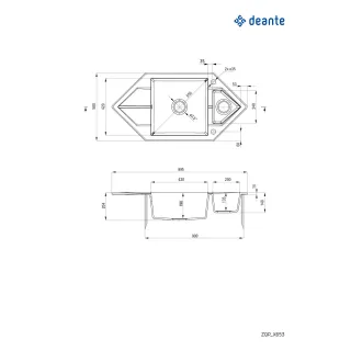 Deante Zlewozmywak granitowy 1.5-komorowy z ociekaczem - Space-Saver ZQP_A653