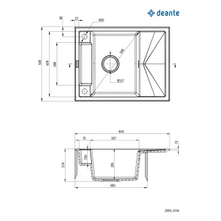 Deante Zlewozmywak granitowy magnetyczny 1-komorowy z ociekaczem ZRM_N11A