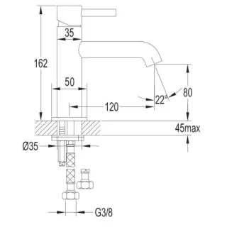 Omnires Y Bateria umywalkowa Chrom Y1210STCR