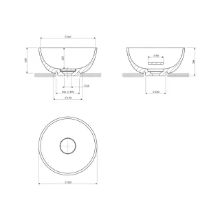 Omnires SHELL M+ umywalka nablatowa, Ø35 cm, ash grey mat SHELL350UNAG