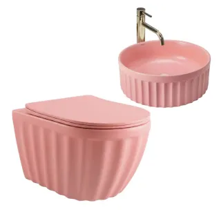 Rea ZESTAW MISA WC + UMYWALKA DUO SWEET PINK MATT KPL-K3001
