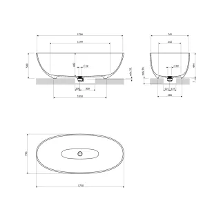 Omnires SHELL M+ wanna wolnostojąca, 175 x 78 cm, black lava mat SHELL175WWBLV
