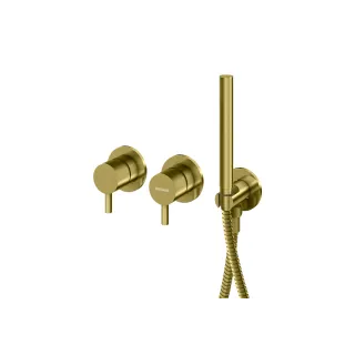 Kohlman Zestaw prysznicowy z deszczownicą 25cm i słuchawką Axel BRUSHED GOLD QW260AGDBQ25