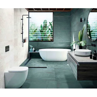 Aparici Metallic Green Plate 29,7x99,55 płytka ścienna zielona ryflowana decor (1,48)