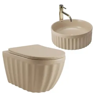 Rea ZESTAW MISA WC + UMYWALKA DUO CAFFE LATTE MATT KPL-K3003
