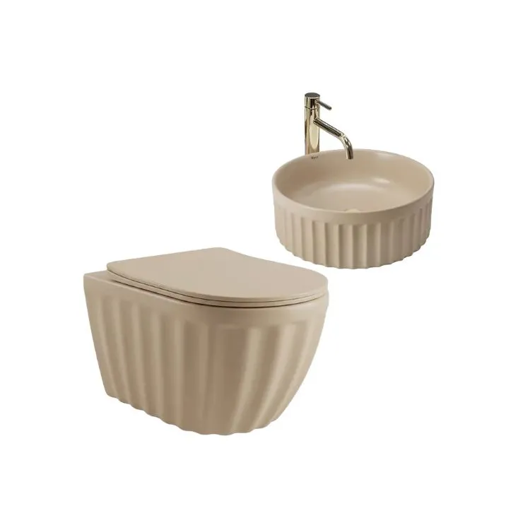 Rea ZESTAW MISA WC + UMYWALKA DUO CAFFE LATTE MATT KPL-K3003