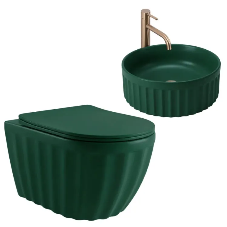 Rea ZESTAW MISA WC + UMYWALKA DUO MATCHA MATT KPL-K3002