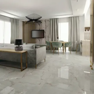Egen Amarilo Grey 60x60 cm płytka gresowa szary marmur połysk (1,44)