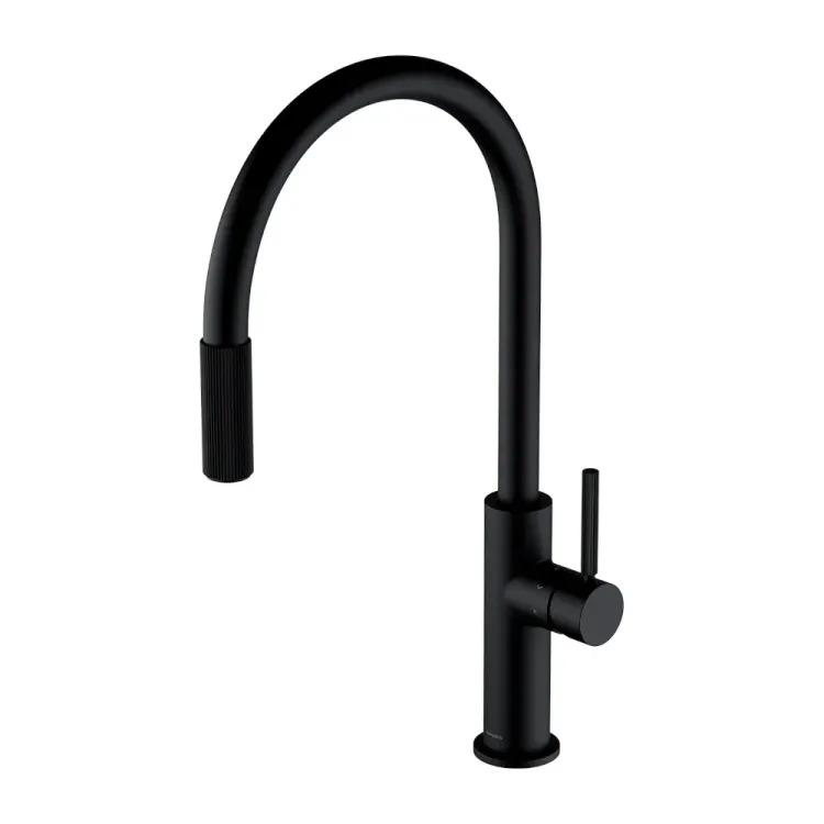 Omnires SWITCH bateria kuchenna z wyciąganą wylewką z zestawem filtrującym, czarny mat SW9059-FD1BL
