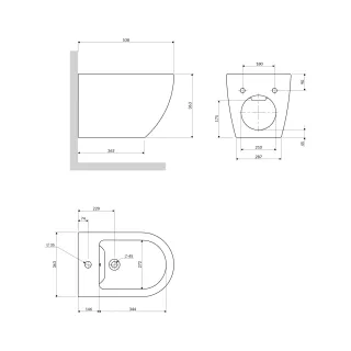 Omnires OTTAWA COMFORT bidet wiszący, 54 x 36,5 cm, biały mat OTTAWACMBIBM