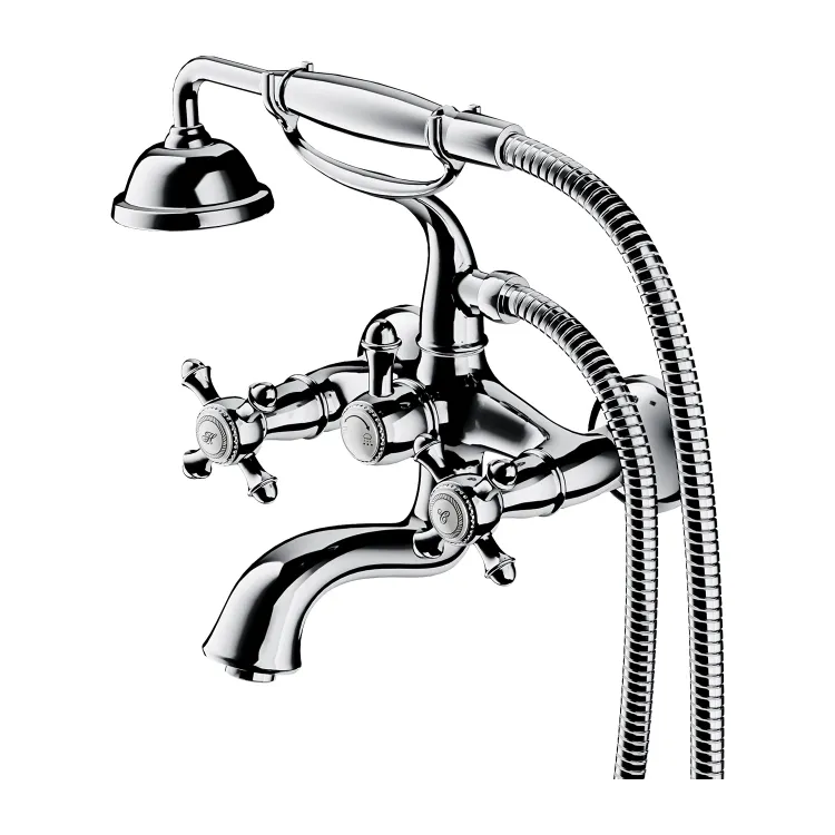 Omnires RETRO bateria wannowa natynkowa z zestawem prysznicowym, chrom połysk RE7231CR