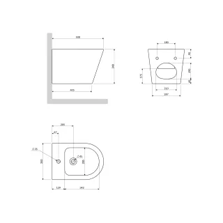 Omnires TAMPA bidet wiszący, 51 x 35 cm, biały połysk TAMPABIBP