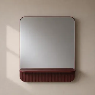 LUSTRO Z PÓŁKĄ RYFLOWANE, 86X86X14, TUSCAN RED PREMIER