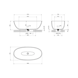 Omnires SHELL M+ wanna wolnostojąca, 160 x 75 cm, ash grey mat SHELLWWAG