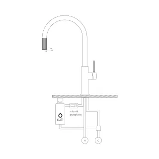Omnires SWITCH bateria kuchenna z zestawem filtrującym, miedź połysk SW9057-FD1CP