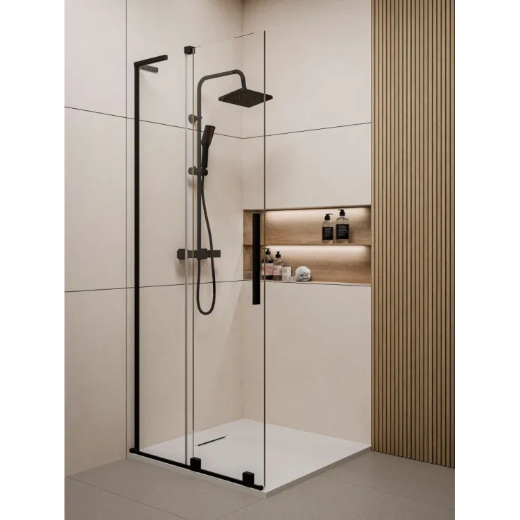 Invena KABINA WALK-IN PRZESUWNA 100 CM, TRANSP 8 MM, CZARNY AK-21-101-Q