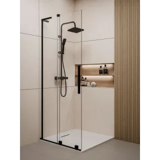 Invena KABINA WALK-IN PRZESUWNA 90 CM, TRANSP 8 MM, CZARNY AK-21-191-Q