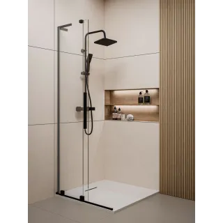 Invena KABINA WALK-IN PRZESUWNA 90 CM, TRANSP 8 MM, CZARNY AK-21-191-Q
