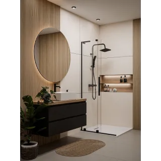 Invena KABINA WALK-IN PRZESUWNA 90 CM, TRANSP 8 MM, CZARNY AK-21-191-Q