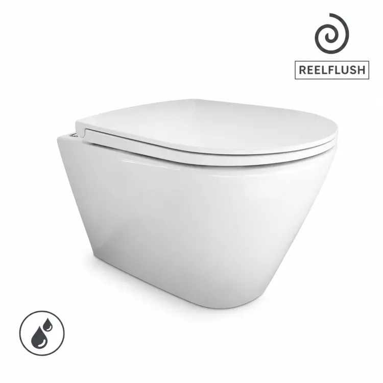 RAK Ceramics RESORT REEL Miska WC podwiesz. Rimless ze spłukiwaniem wirowym biały połysk RST40R1AWHA