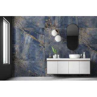 Egen Kazan Gold Blue 60X120 cm płytka gresowa niebieski marmur z żyłami półmat RECT. (1,44) GRIT GRANULA