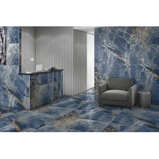 Egen Kazan Gold Blue 60X120 cm płytka gresowa niebieski marmur z żyłami półmat RECT. (1,44) GRIT GRANULA