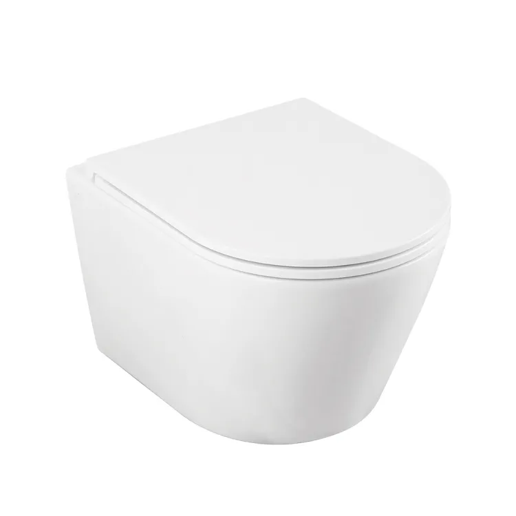 Laveo Nida CycleON Miska WC wisząca 48 x 36 cm bezkołnierzowa z deską wolnoopadającą biała VMN_609S
