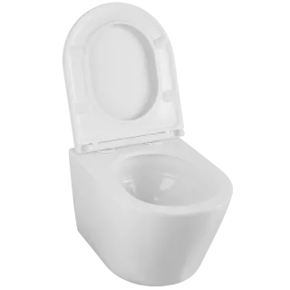 Laveo Nida CycleON Miska WC wisząca 48 x 36 cm bezkołnierzowa z deską wolnoopadającą biała VMN_609S