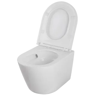 Laveo Nida CycleON Miska WC wisząca 48 x 36 cm bezkołnierzowa z deską wolnoopadającą biała VMN_609S