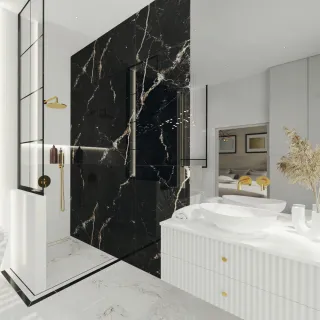 Egen Płytka ścienno-podłogowa Cosmic Black 60x120cm High Glossy (1,44)czarny połysk ze złoto-srebrnym użyleniem