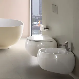 RAK Ceramics Zestaw CLOUD Miska WC podwiesz. Rimless 56x40 cm biały połysk & deska WC W/O biały połysk CLO1SET