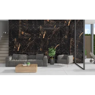 EGEN CABEEN BLACK 60X120X8,5MM płytka gresowa rect. połysk czarny marmur z miedziano-złotą żyłą