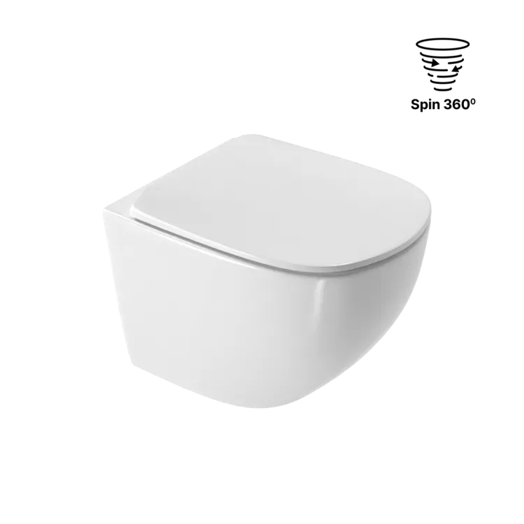 Excellent Luqa miska WC 48 cm wisząca bezrantowa, z system spłukiwania Spin 360, z deską wolnoopadającą, biały połysk CEAC.6403.