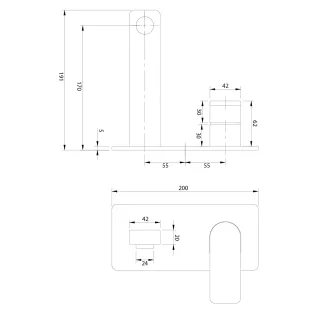 Omnires BARETTI bateria umywalkowa podtynkowa, czarny mat BA7815BL