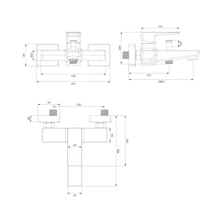 Omnires PARMA bateria wannowa natynkowa, czarny mat PM7430BL