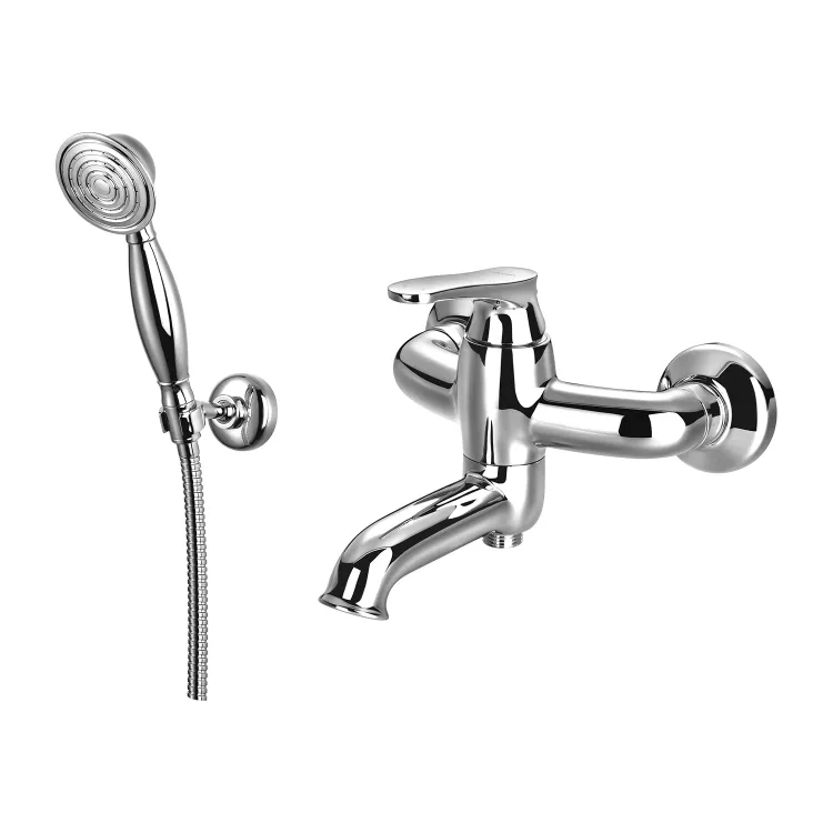 Omnires ART DECO bateria wannowa natynkowa z zestawem prysznicowym, chrom połysk AD5131CR