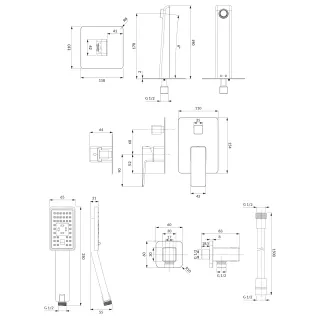 Omnires PARMA system wannowy podtynkowy, czarny mat SYSPMW01BL