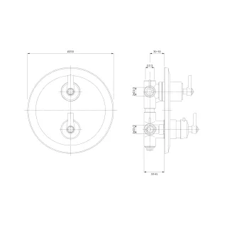 Omnires ARMANCE termostatyczna bateria prysznicowo-wannowa 3-wyjściowa podtynkowa, chrom połysk AM5238-6CR