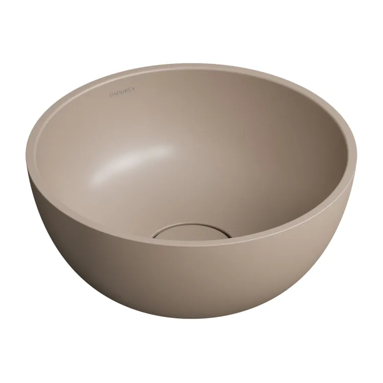 Omnires SHELL M+ kompozytowa umywalka nablatowa, Ø35 cm, dune beige mat SHELL350UNDB