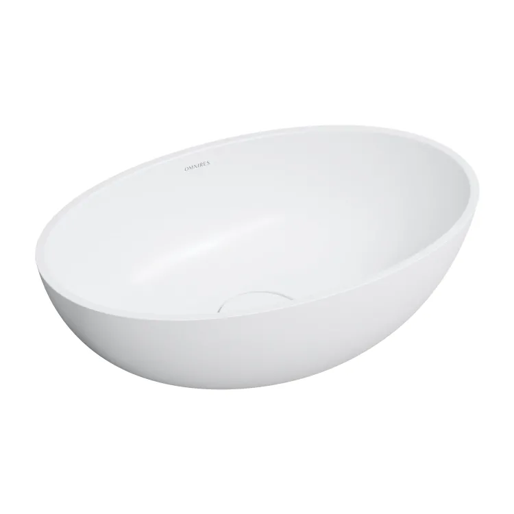Omnires SHELL M+ kompozytowa umywalka nablatowa, 50 x 32 cm, biały mat SHELL500UNBM